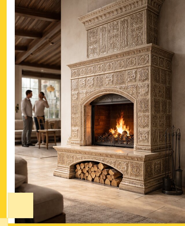 Купить изразцовый камин в Малгобеке от 257950 р. | ЭриданМлг