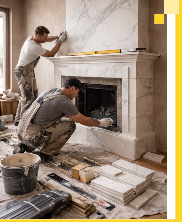 Отделка каминов в Малгобеке качественные облицовочные работы