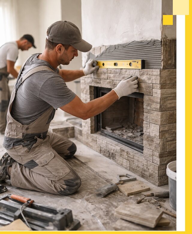 Облицовка каминов в Малгобеке, монтаж и отделка натуральным камнем