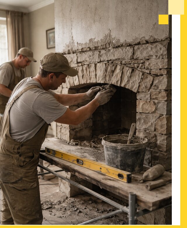 Изготовление каминов под ключ в Малгобеке, монтаж и отделка