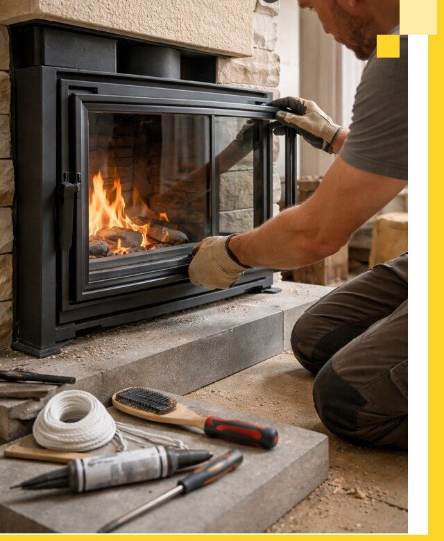 Производство, монтаж и доставка каминов со стеклом в Малгобеке