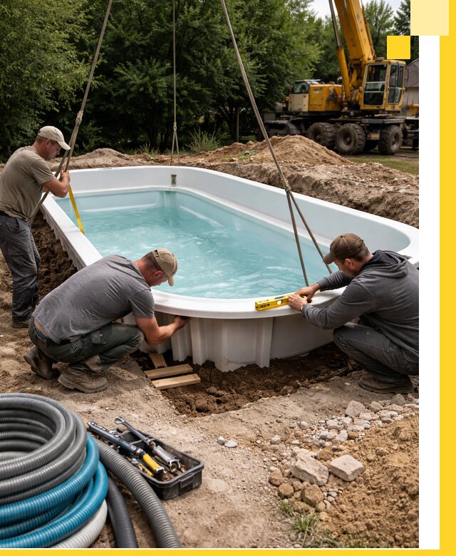 Установка и монтаж композитных бассейнов под ключ в Малгобеке