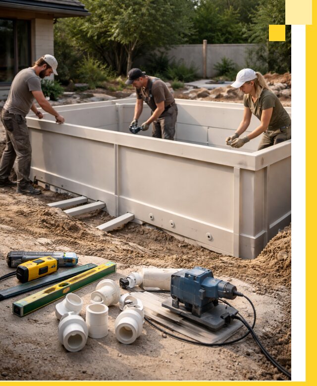 Установка полипропиленовых бассейнов под ключ в Малгобеке