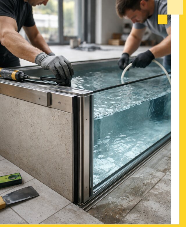 Проектирование и монтаж стеклянных бассейнов в Малгобеке