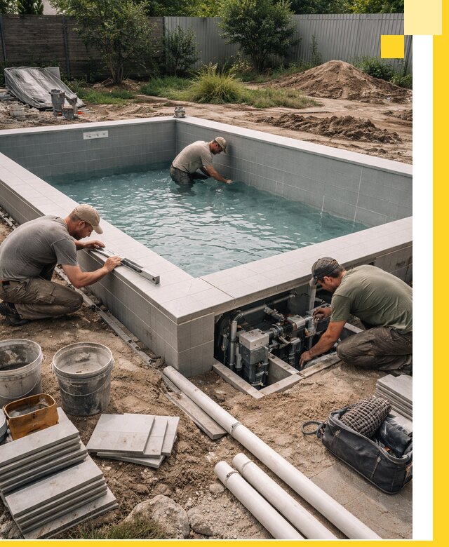 Строительство и монтаж бассейнов для дачи под ключ в Малгобеке