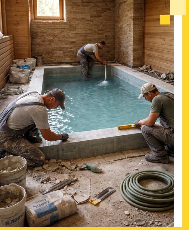 Проектирование и строительство бассейнов для бани в Малгобеке