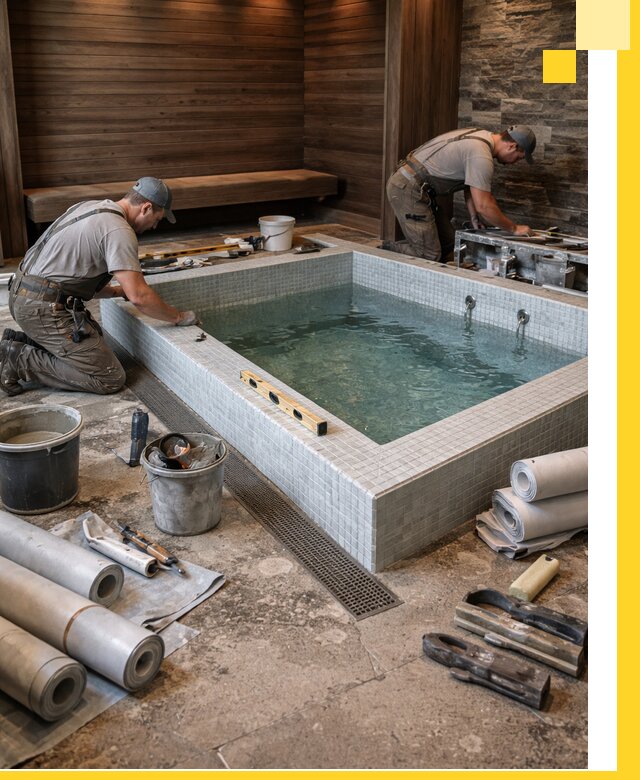 Установка и строительство бассейнов для сауны в Малгобеке