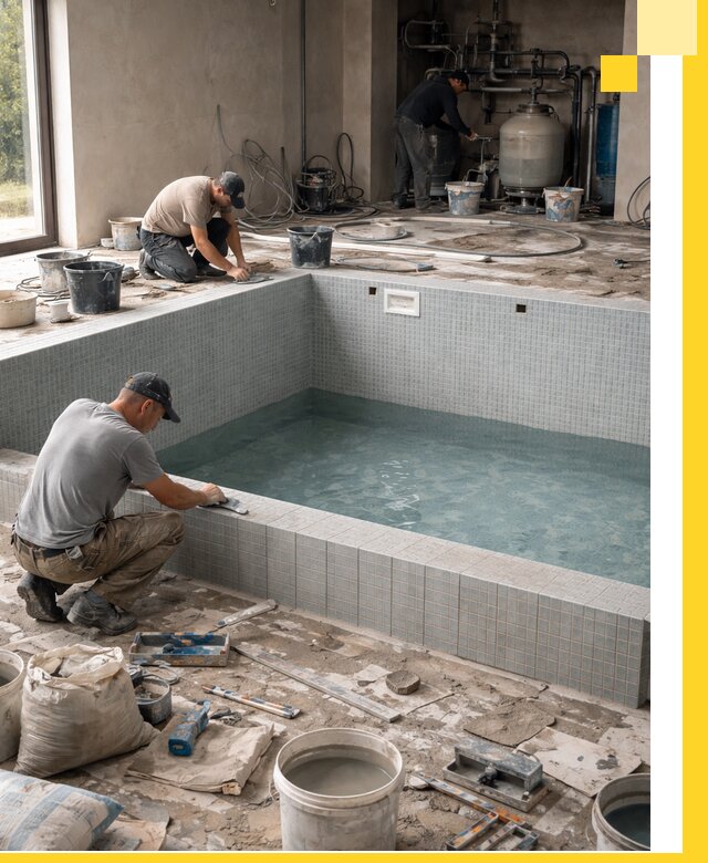 Строительство и монтаж бассейнов в помещении в Малгобеке