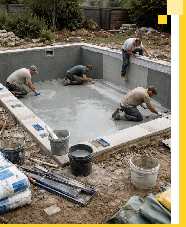 Изготовление и монтаж чаши бассейна под ключ в Малгобеке