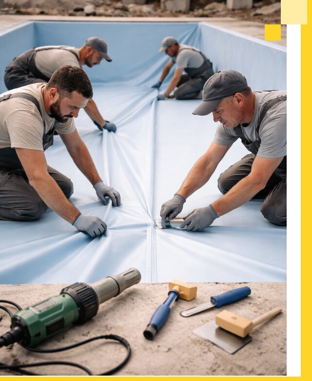 ПВХ пленка для бассейнов с монтажом и гарантией в Малгобеке