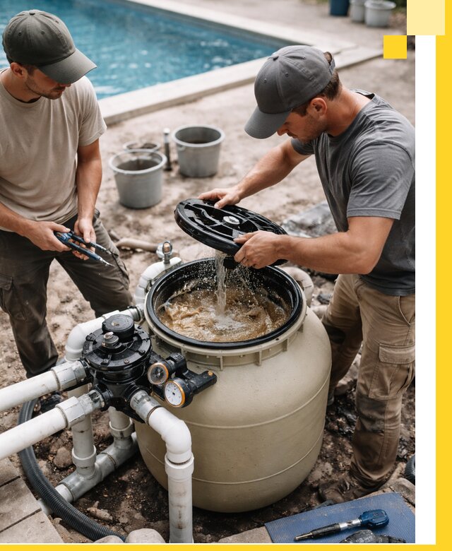 Установка и обслуживание песочных фильтров для бассейнов в Малгобеке