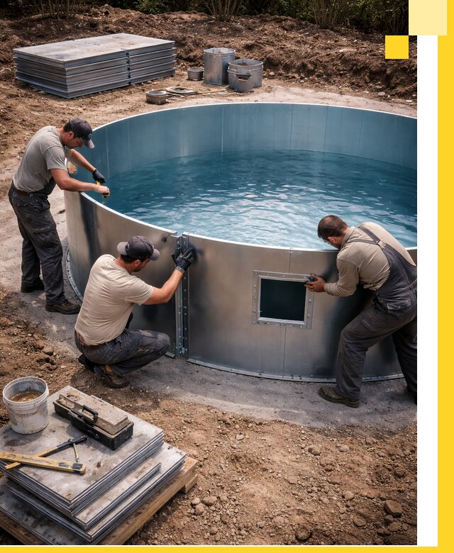 Круглые бассейны под ключ в Малгобеке проектирование и монтаж