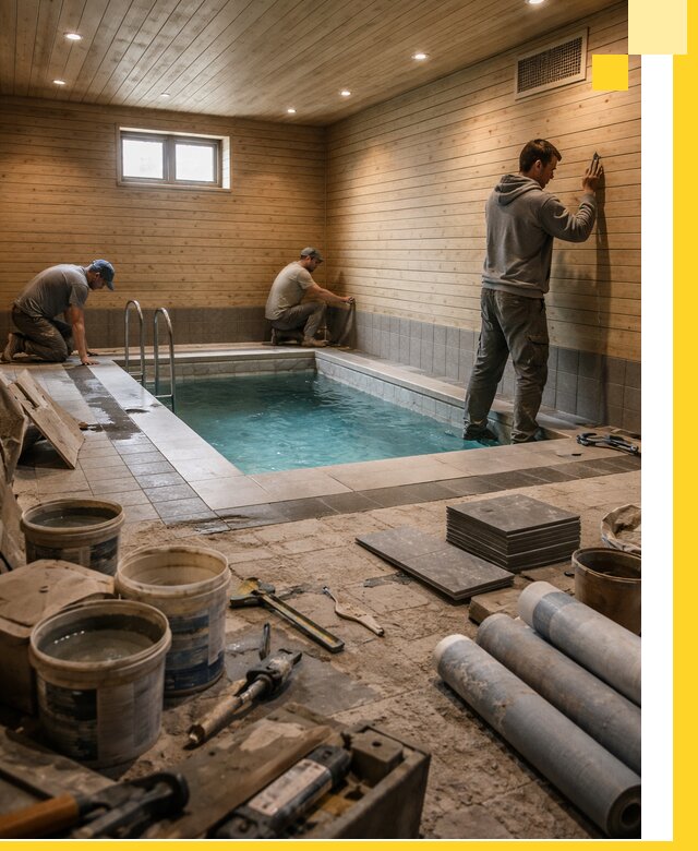 Строительство бани с бассейном и сауной под ключ в Малгобеке