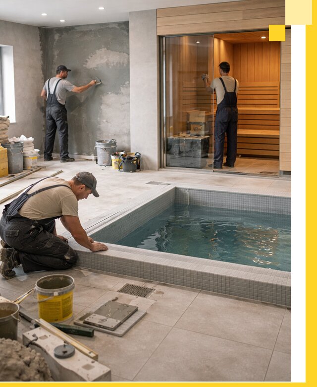 Проектирование и строительство сауны с бассейном в Малгобеке