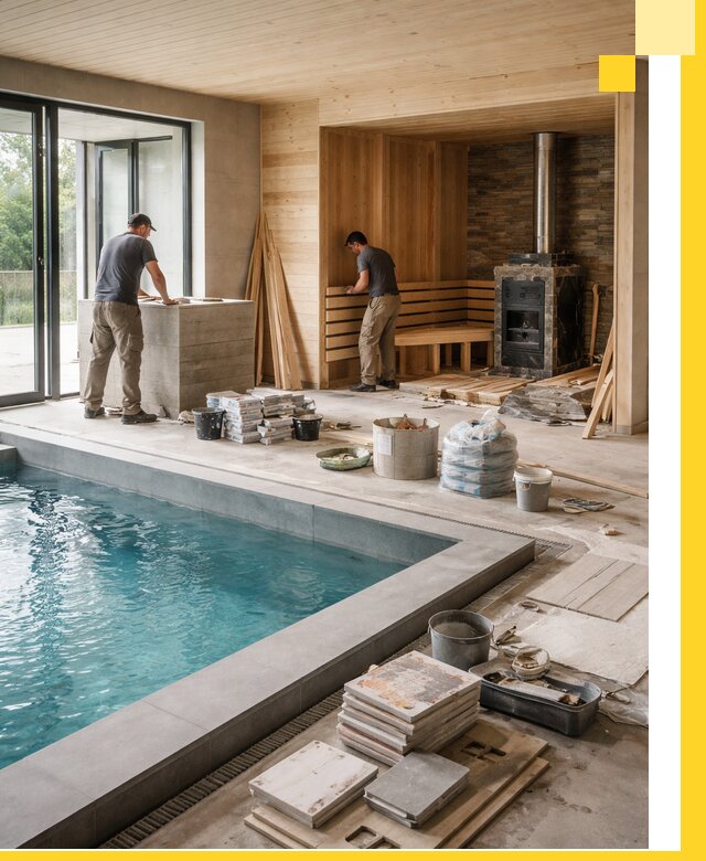 Проектирование и строительство бань с бассейном в Малгобеке