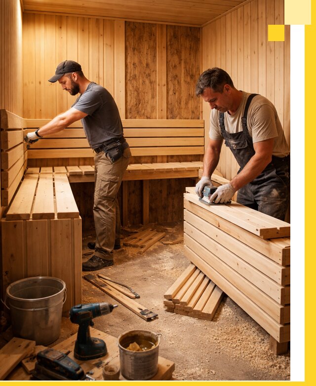 Профессиональный комплексный ремонт саун под ключ в Малгобеке