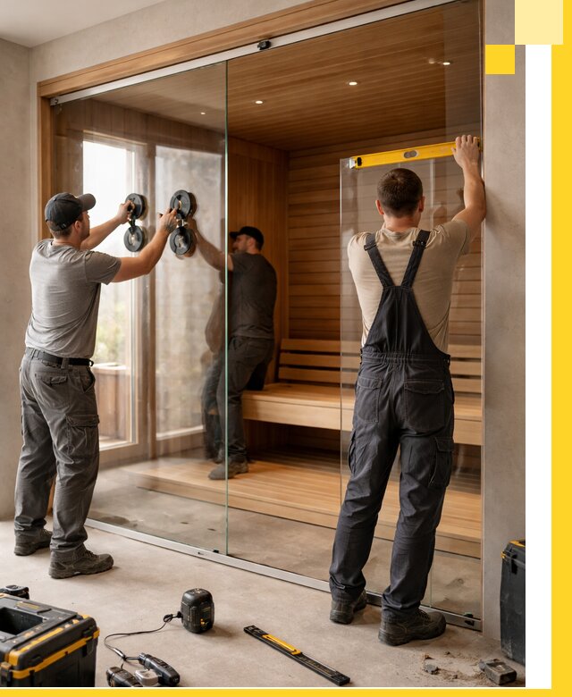 Производство и монтаж стеклянных саун под ключ в Малгобеке