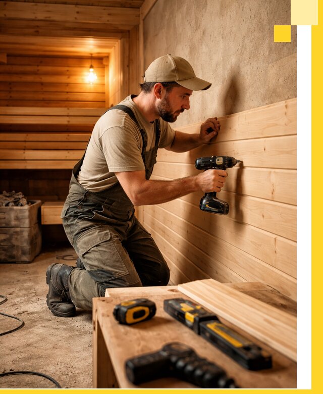 Профессиональная внутренняя отделка бани в Малгобеке под ключ