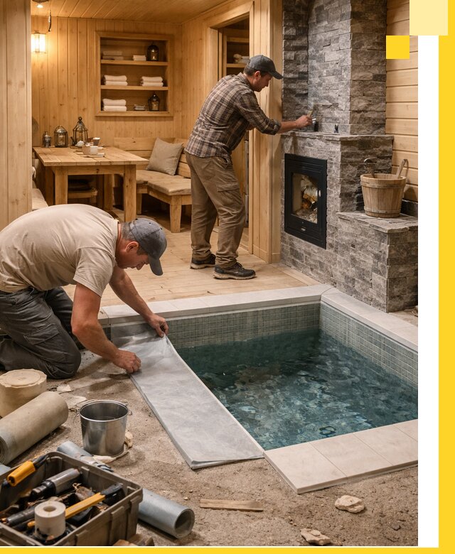 Строительство бань с комнатой отдыха под ключ в Малгобеке