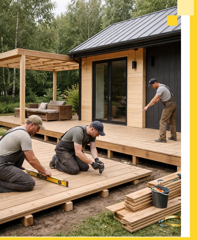 Строительство бань с террасой и бассейном под ключ в Малгобеке