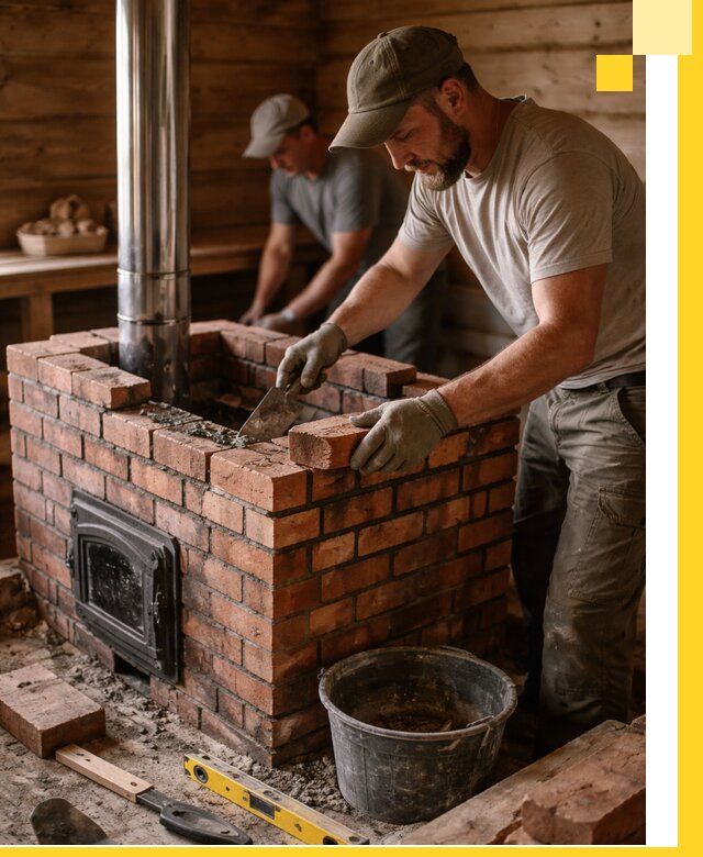 Кирпичные печи для бани под ключ в Малгобеке, проект и монтаж