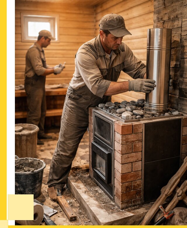 Монтаж печи в бане под ключ в Малгобеке от 20636 р. | ЭриданМлг