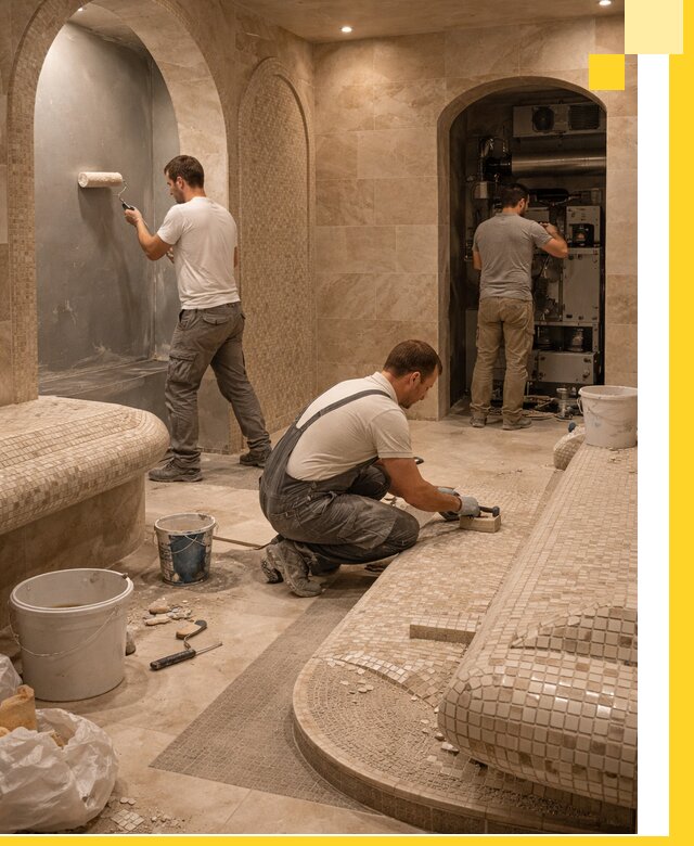 Строительство бани с хамамом и бассейном под ключ в Малгобеке