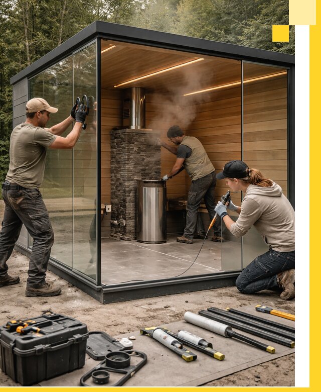 Проектирование и строительство стеклянных бань в Малгобеке