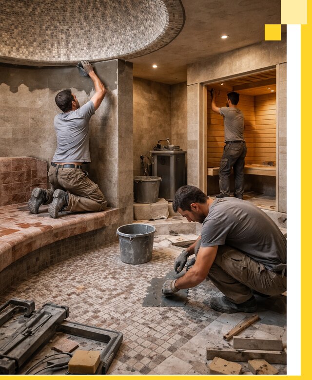 Проект и строительство хамама бани и сауны под ключ в Малгобеке